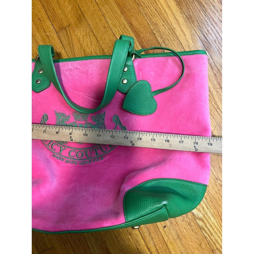 Vintage Y2K Rare Juicy Couture Pink and Green Tote Bag Purse - Picture 15 of 15